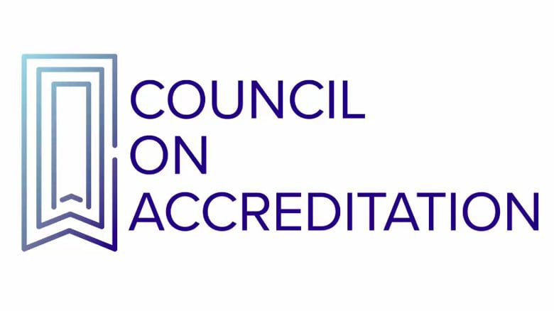 Logo for Council on Accreditation - vertical ribbon geographical shape in purple-blue color - Timber Ridge School is accredited by COA allowing for Medicaid reimbursable residential and substance abuse services for adolescent males